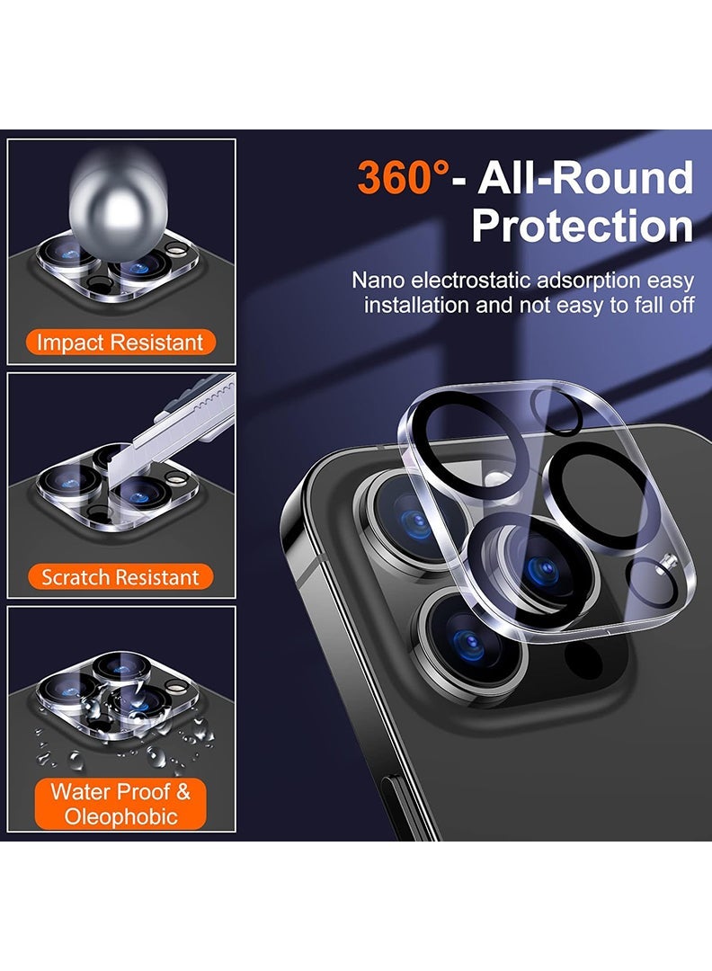 ثيودور واقي عدسة الكاميرا لهاتف iPhone 15 Pro Max/ 15 Pro، قطعتان - [حماية من السقوط] [مناسب للجراب] غطاء شاشة كاميرا من الزجاج المقوى 9H، شفاف - Image 2